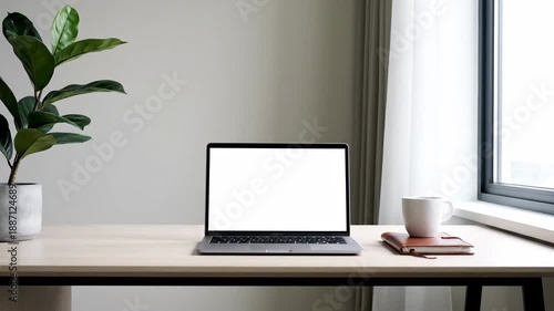 Wallpaper Mural Modern home office workspace with neutral daylight background Torontodigital.ca