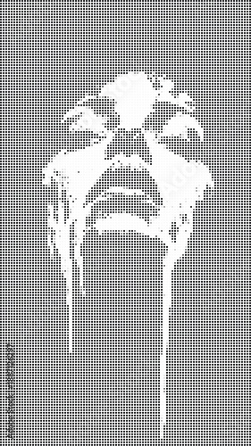 Illustration of a pixelated illustration of a screaming or yelling man with a shocked expression on his face