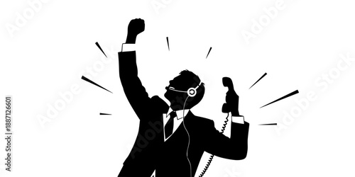 Successful Sales Closer Call Center Victory Silhouette