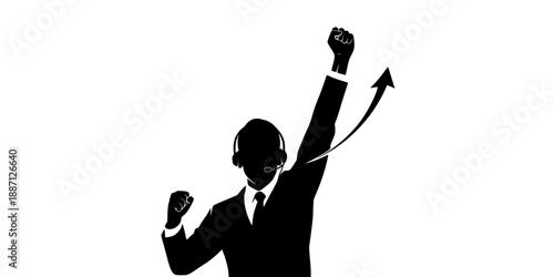 Successful Sales Closer Call Center Victory Silhouette