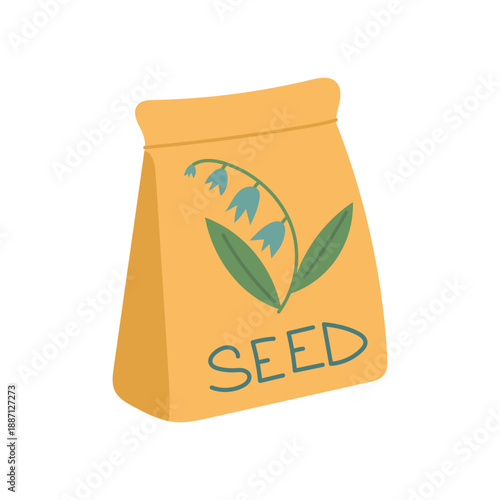 Seed packet illustration symbolizing planting preparation, organic gardening advice, and sustainable agriculture storytelling visuals
