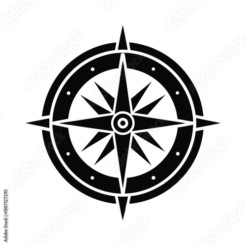 Qibla direction compass with crescent moon vector illustration for Ramadan prayer navigation and Islamic travel design