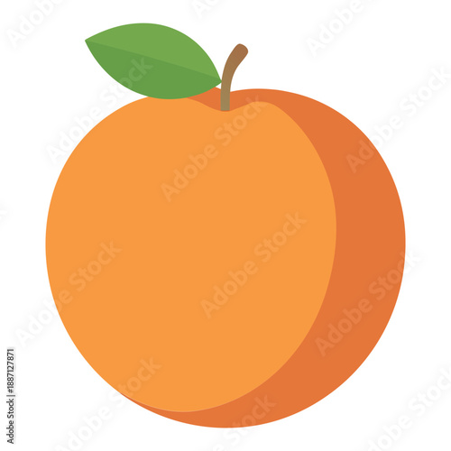 Vibrant Orange Illustration with Leaf on Transparent Background