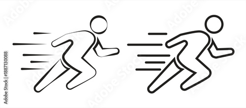 Running person icon, person symbol, sprinter. Isolated on white background, vector illustration.

