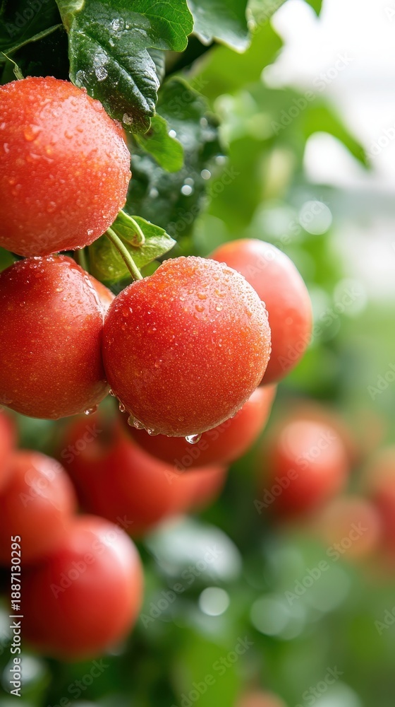 Obraz premium Bright fruits and green leaves create a vibrant streaming background