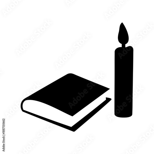 Book and candle Vector, illustration