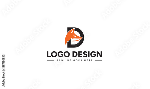 Fox Logo Design with Letter D Concept Editable Vector File