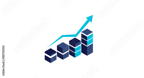 Business Growth Visualization Showing Progress and Success with Rising Bar Charts