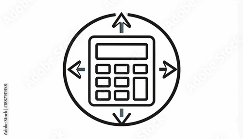 Calculator With Arrows Pointing In All Directions Signifying Growth And Expansion