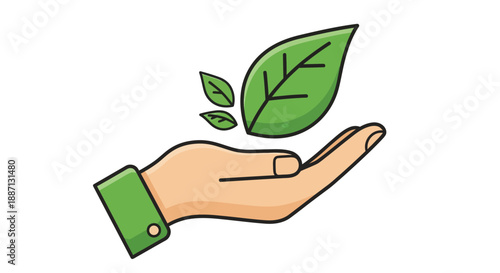 Caring For Ecosystem: A Hand Gently Holding Green Leaves Depicting Nature Protection