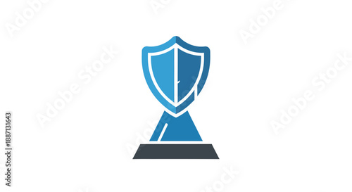 Award Trophy Depicting Protection and Security Concept in Vibrant Shades of Blue