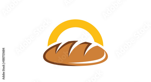 Bakery Logo Design: Freshly Baked Bread Graphic with Sunny Orange Arch Element
