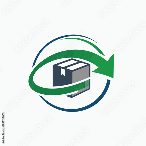 Circular Economy Concept With Product Box And Green Arrow Flow Logistics Cycle