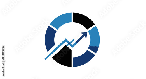Business Chart Showing Growth and Progress Within a Circle of Financial Insights Visualization