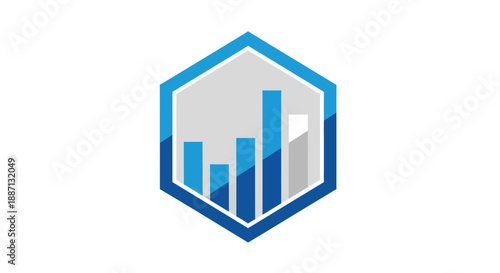 Business Data Analysis Illustrative Graphic Within Hexagonal Diagram Symbolizing Growth