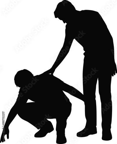 Helping Hand Silhouette Illustration Human Support Kindness Assistance Compassion Teamwork Care Social Concept Vector Black White Design