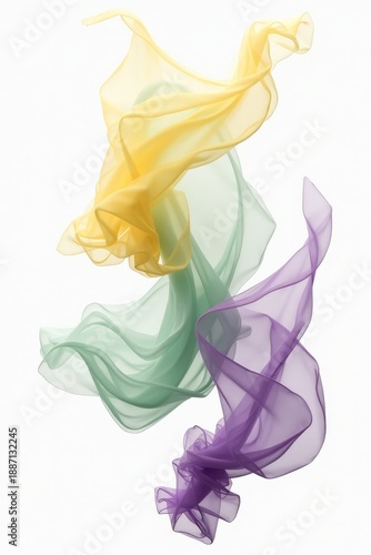 Abstract Transparent Smoke Waves with Soft Pastel Colors on White Background