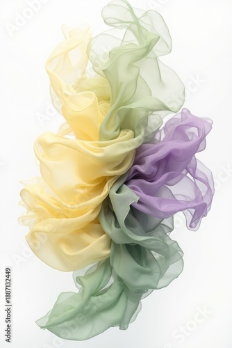 Abstract Transparent Smoke Waves with Soft Pastel Colors on White Background