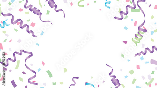 Confetti and streamers on transparent background