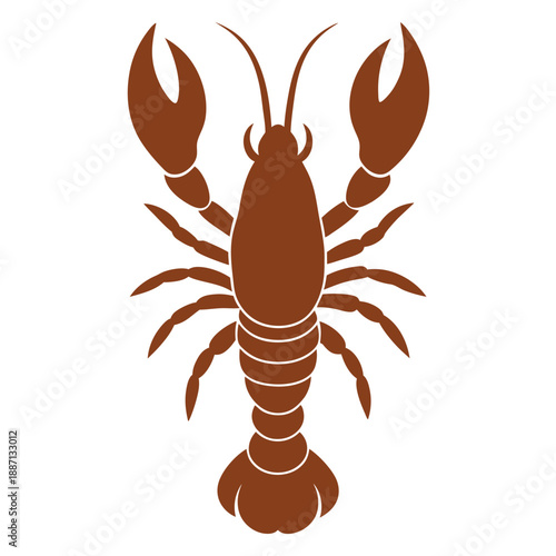 Premium Dark Brown Lobster Silhouette Vector Illustration for Seafood Logo, Restaurant Branding, Menu and Packaging Design Isolated on White Background.