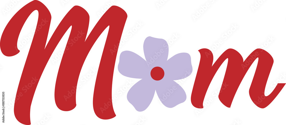 Fototapeta premium Mom typography clip art design on plain white transparent isolated background for sign, card, shirt, hoodie, sweatshirt, apparel, tag, mug, icon, poster or badge