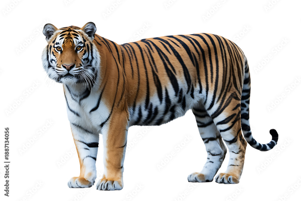 Obraz premium Striking tiger portrait on transparent background