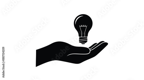 A hand gently holding a glowing light bulb symbolizing an idea