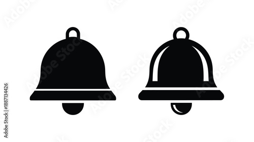 Two simple black bell icons displayed side by side on a white background