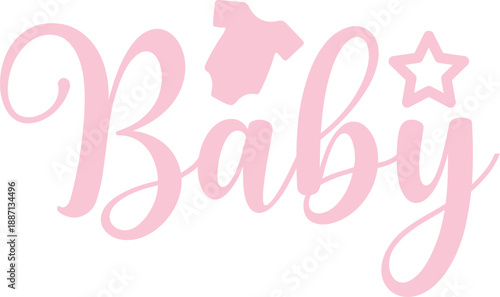 Baby typography design on plain white transparent isolated background for card, shirt, hoodie, sweatshirt, apparel, tag, mug, icon, poster or badge