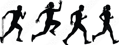 Girls and women playing sports in silhouette style vector illustration