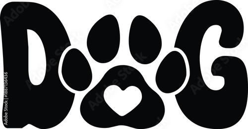 Dog typography clip art design on plain white transparent isolated background for card, shirt, hoodie, sweatshirt, apparel, card, tag, mug, icon, poster or badge