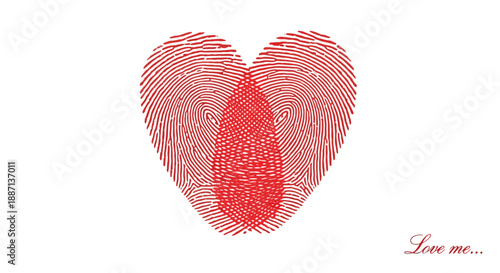 Unique heart shaped fingerprint with love message