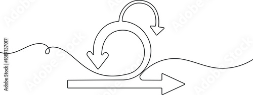 Agile data sprint icon continuous one line drawing on white background suitable for enterprise analytics and operations agility methodology concepts symbol outline vector illustration