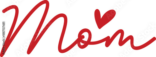 Mom typography clip art design on plain white transparent isolated background for sign, card, shirt, hoodie, sweatshirt, apparel, tag, mug, icon, poster or badge