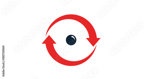 Circular Red Arrows Illustrating Process, Rotation, Renewal, and Technological Advancement