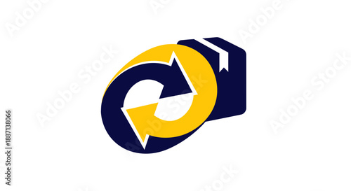 Circular Recycling Symbol With Package Representing Global Freight And Logistics