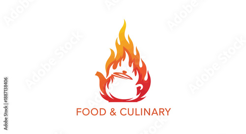 Creative Culinary Logo With Boiling Cookpot Representing Food And Cuisine