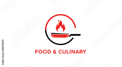 Creative Culinary Logo Designs, Food Branding, Frying Pan with Fire, Food and Culinary Elements