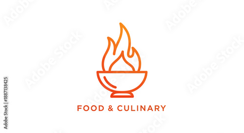 Creative Culinary Logo Illustration Depicting Food Preparation And Warmth In Orange Hues