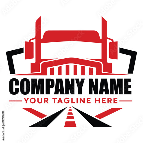 Trucking Company Logo Design with Highway and Truck Icon