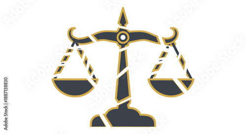 Conceptual Artistic Representation of Justice, Law, and Balance in a Geometric Style