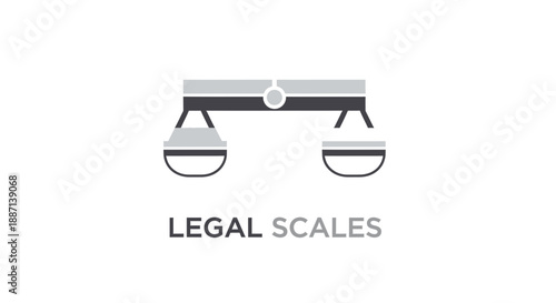 Conceptual Illustration Depicting Legal Scales and Justice, Clean Graphic Design.