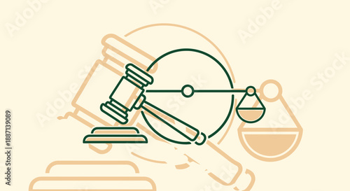 Conceptual Illustration Depicting Justice, Balance, Law and Order in Abstract Form