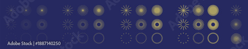 Starburst ray lines set, sunburst circular stroke vector design pack, minimalist radial line ornament collection, retro sun beam element for logo branding, isolated line art