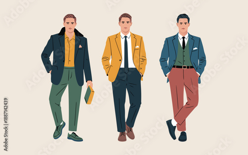 A diverse group of stylish people standing together showcasing modern fashion and individual expression