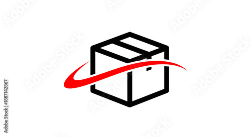 Delivery Package Concept With Red Arc Representing Fast and Efficient Transportation Service