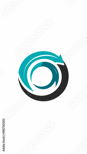 Dynamic Arrows Around Circle Represents Renewal and Continuous Cycle Logo Symbol