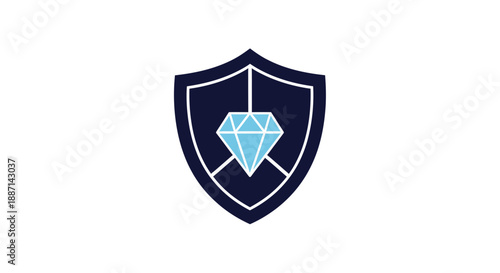 Diamond Emblem Inside a Shield Representing Security, Protection, And Luxury