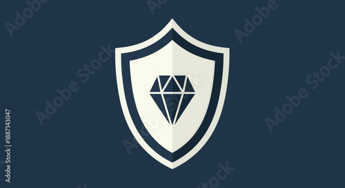 Diamond Emblem Shield Icon Depicting Protection, Security, And Asset Safeguarding Concept