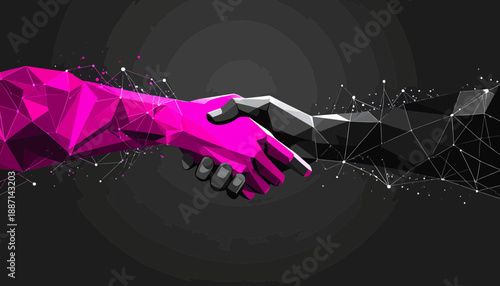 Digital Partnership Between Two Polygon Hands Conveying Modern Trust